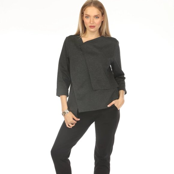 Grey Flap Style Asymmetrical Blazer - Picture 1 of 5